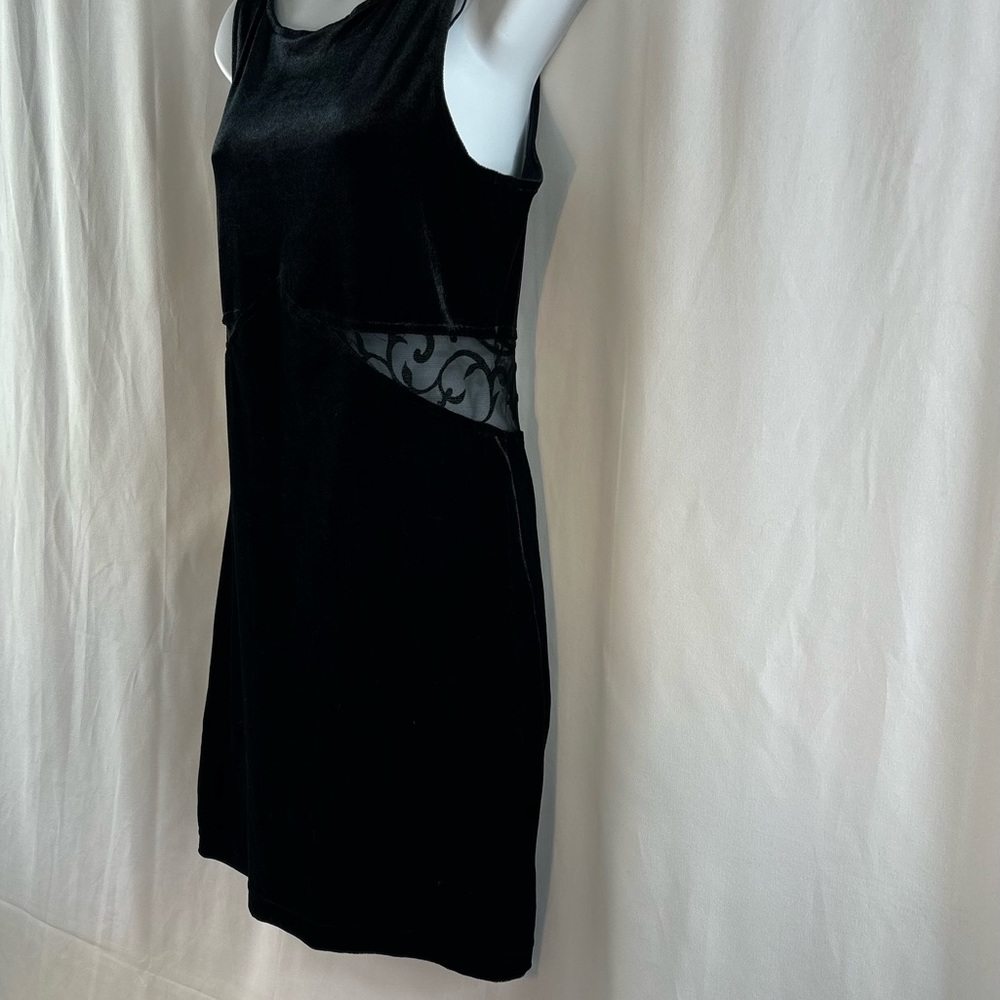 All that Jazz black velvet knit lace cutout waist sleeveless minidress L - Picture 13 of 15